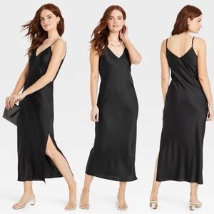 NWOT a new day Black Maxi Slip Dress Size Small Adjustable straps